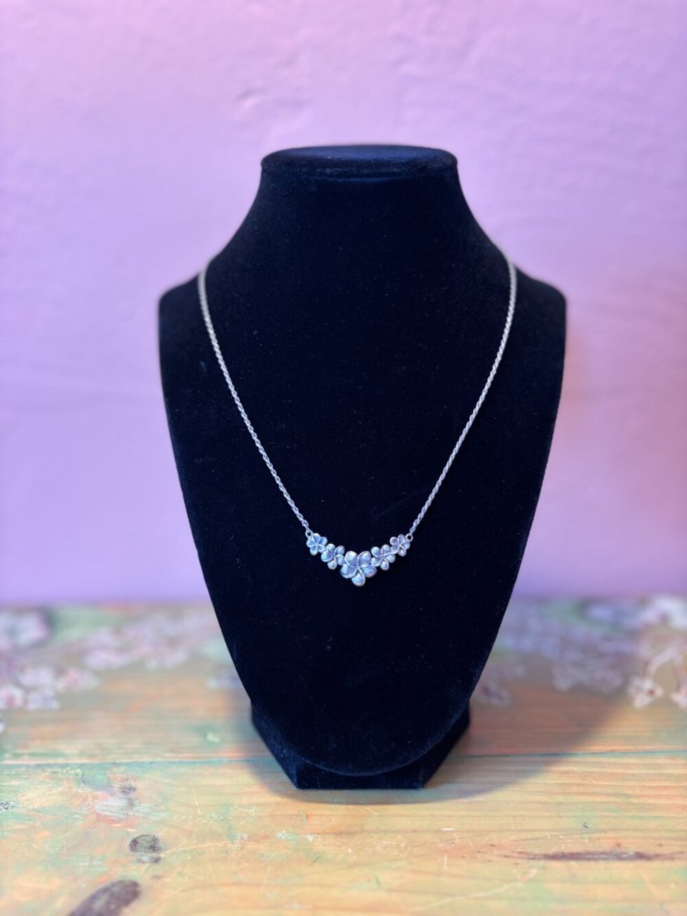 Vintage Hawaiian Plumeria Silver 925 Necklace